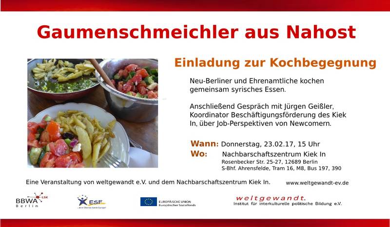 Gaumenschmeichler aus Nahost. Eine Kochbegegnung