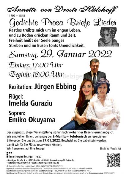 Gedichte Prosa Briefe Lieder mit Jürgen Ebbing im Kunstforum Belziger 1 e.V. 