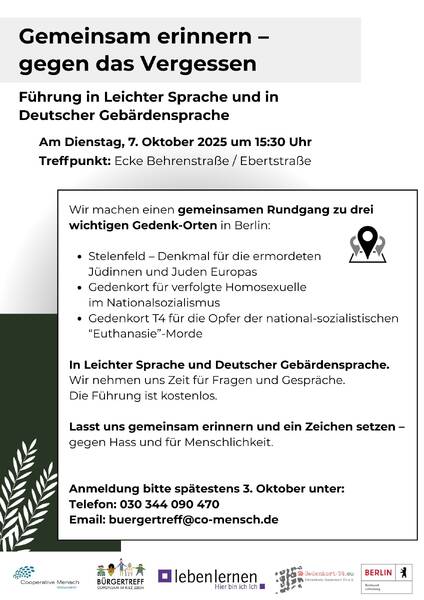 Führung: Gemeinsam erinnern – gegen das Vergessen