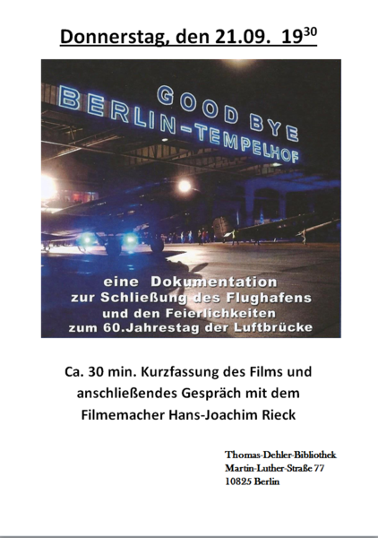 "Goodbye Tempelhof" in der Thomas-Dehler-Bibliothek
