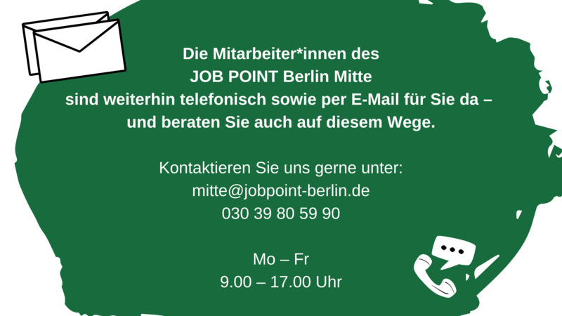 Die Mitarbeiter*innen des JOB POINT Mitte sind weiterhin für Sie da!