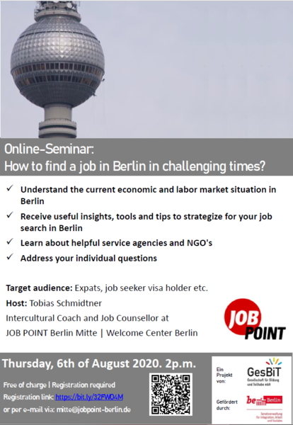 Online-Seminar: How to find a job in Berlin in challenging times?