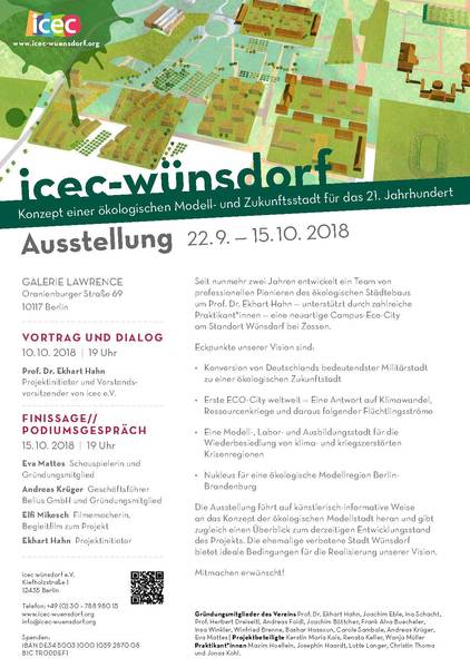 Ausstellung-Finissage und Podiumsgespräch: ICEC Wünsdorf – Konzept einer ökologischen Modell- und Zukunftsstadt für das 21. Jahrhundert