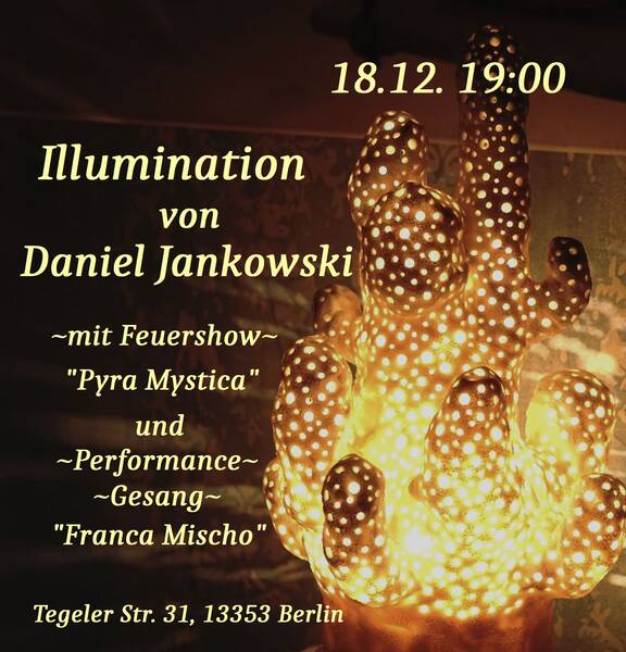 Illumination mit Feuershow und Gesangsperformance
