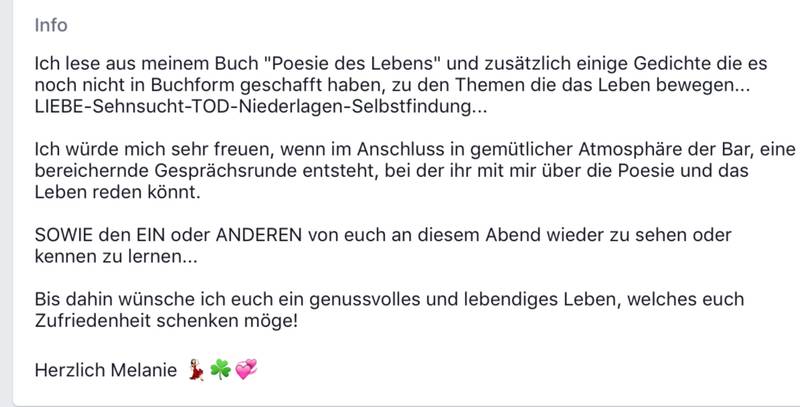 Poesie des Lebens (Lesung)