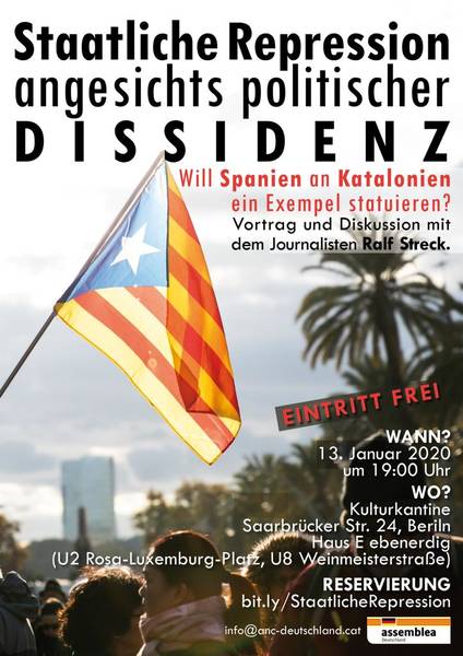 Staatliche Repression angesichts politischer Dissidenz - Will Spanien an Katalonien ein Exempel statuiren? Vortrag und Diskussion mit dem Journalisten Ralf Streck