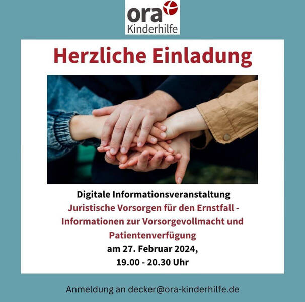 Digitale Informationsveranstaltung:“ Juristische Vorsorge für den Ernstfall: Informationen zur Vorsorgevollmacht und Patientenverfügung“