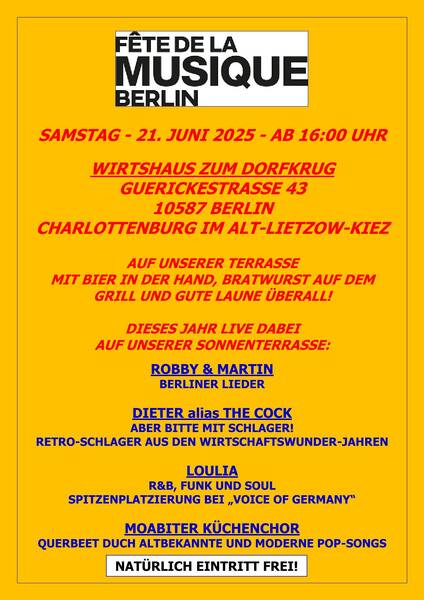 Fete de la Musique vor dem Wirtshaus zum Dorfkrug