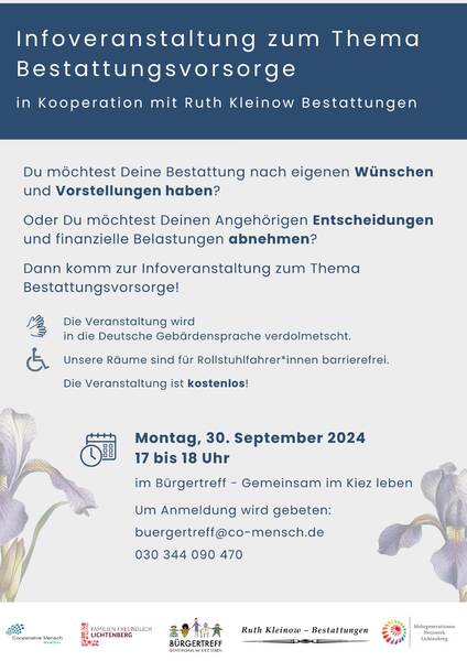 Info-Veranstaltung zum Thema Bestattungs-Vorsorge