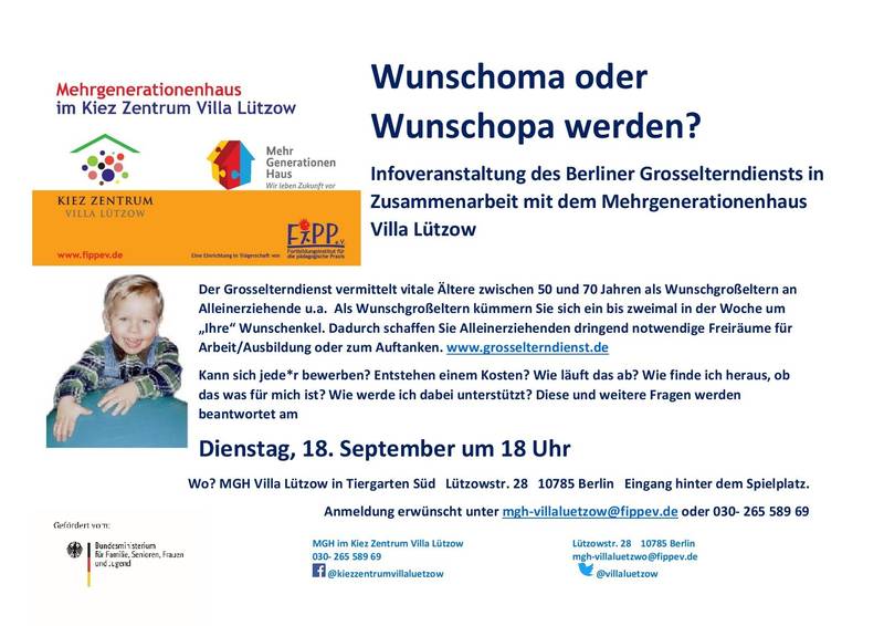 Wunschoma werden? Wunschopa werden? Informationsveranstaltung des Grosselterndienst Berlin
