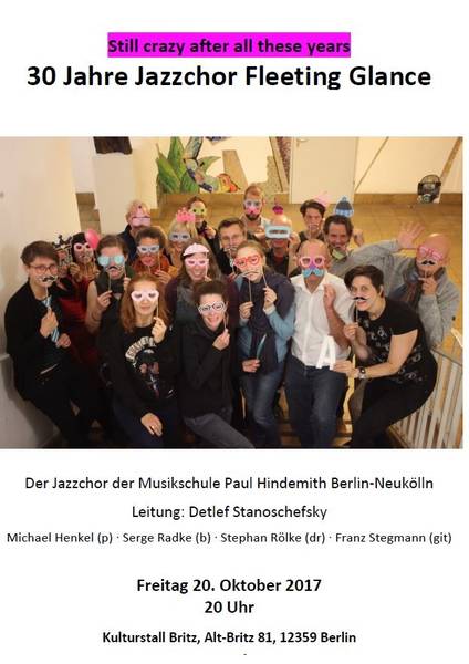 Popp- und Jazz Chor Fleeting Glance wird 30!