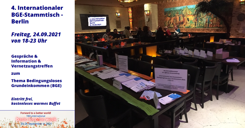 4. Internationaler BGE-Stammtisch Berlin mit kostenloses warmes Buffet [Grundeinkommen]