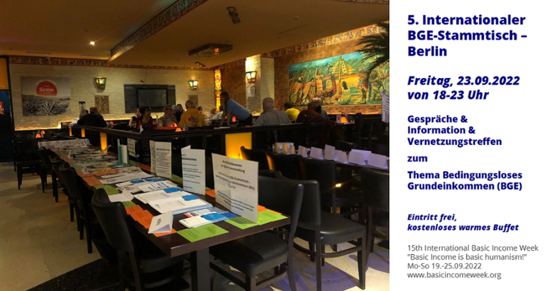 5. Internationaler BGE-Stammtisch Berlin mit kostenlosem warmen Buffet [Grundeinkommen]