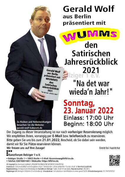 Satirischer Jahresrückblick 2021 mit Gerald Wolf im Kunstforum Belziger 1 e.V.