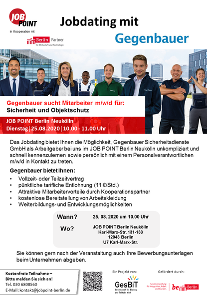 Jobdating mit Gegenbauer Sicherheitsdienste GmbH