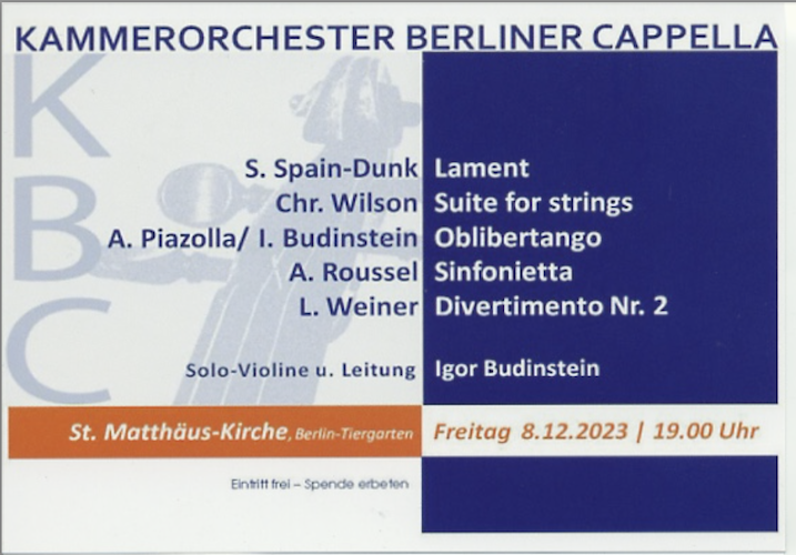 Kammerorchester Berliner Cappella in der St. Matthäus-Kirche am Kulturforum