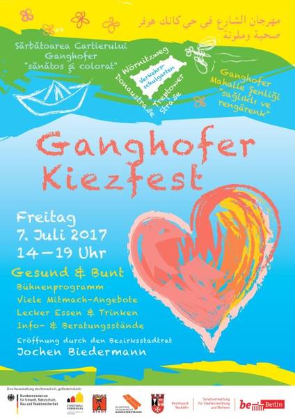 "Gesund & Bunt" - Ganghofer Kiezfest am 7. Juli