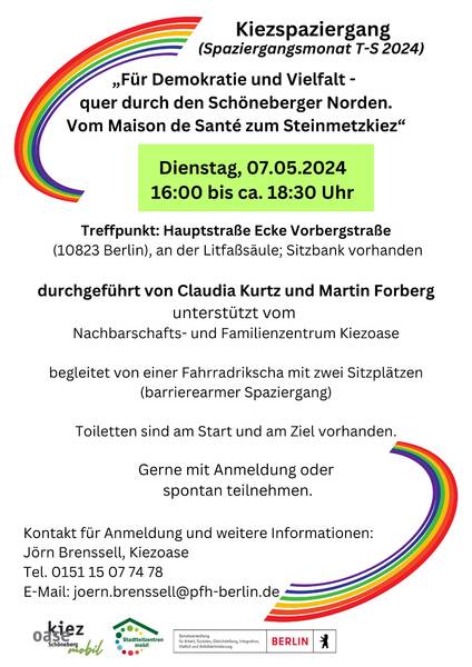 Kiezspaziergang: Für Demokratie und Vielfalt - vom Maison de Santé zum Steinmetzkiez