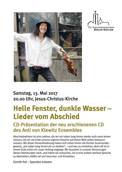 „Helle Fenster, dunkle Wasser“ – Lieder vom Abschied