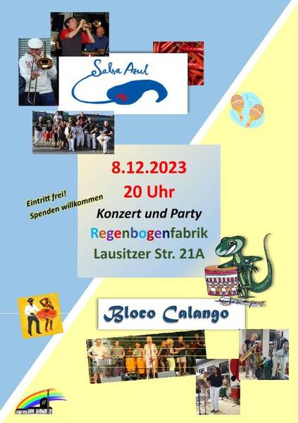 "Salsa Azul" & "Bloco Calango" - Konzert und Party im RegenbogenKino
