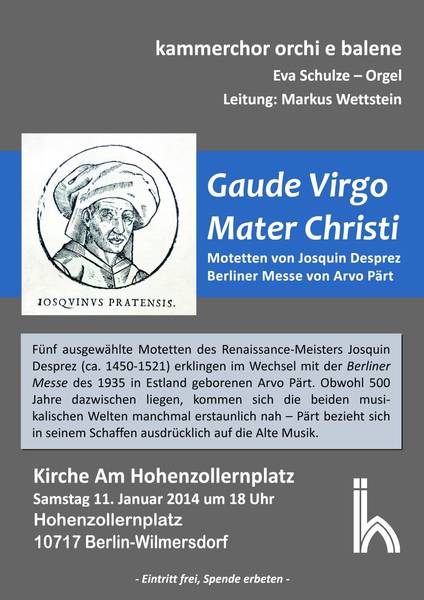 Kirche Am Hohenzollernplatz  Chorkonzert Desprez & Paert