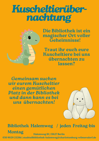 Kuscheltierübernachtung in der Stadtteilbibliothek Halemweg