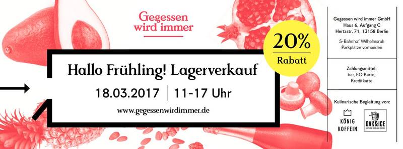 Gegessen wird immer Lagerverkauf