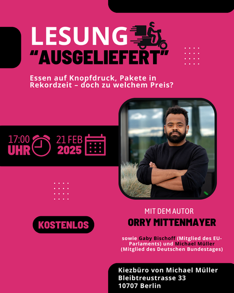 Lesung "Ausgeliefert" mit dem Autor Orry Mittenmayer