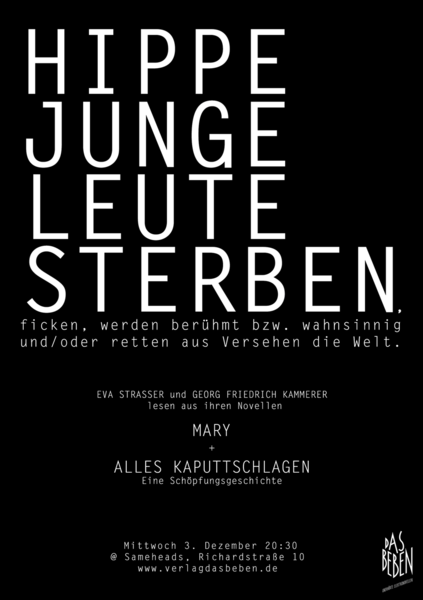 Hippe junge Leute sterben - Lesung mit Eva Strasser und Georg Friedrich Kammerer