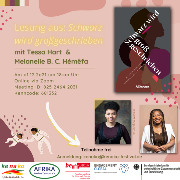 Lesung: Schwarz wird großgeschrieben mit Melanelle B. C. Hémêfa und Tessa Hart [Online]