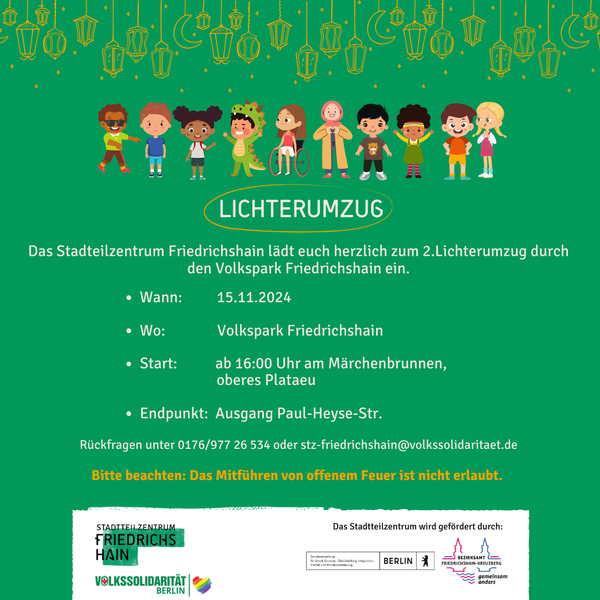 Lichterumzug durch den Volkspark Friedrichshain