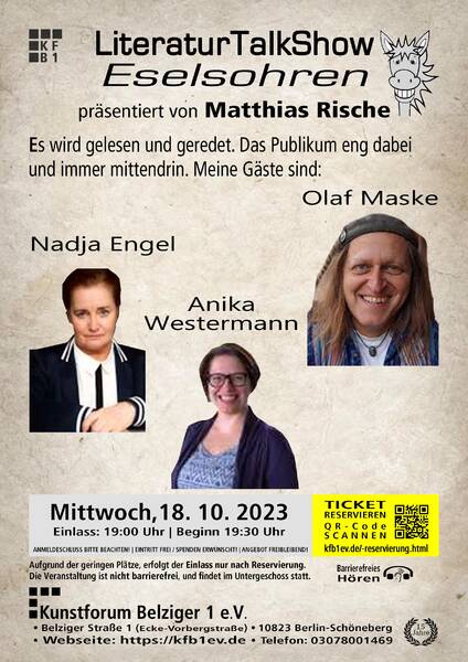 LiteraturTalkShow  Eselsohren im KFB1 präsentiert von Matthias Rische 