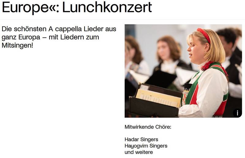 Choral Space Festival »Songs of Europe«: Lunchkonzert