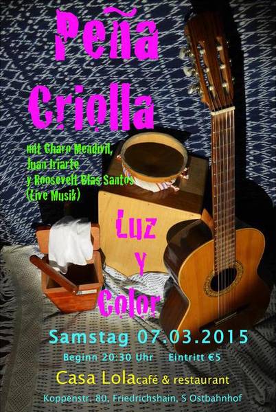 LIVE MUSIK -   Mit Charo Mendívil (Gesang), Juan Iriarte (Cajón) und Roosevelt Blas Santos (Gitarre).                       in Casa Lola 