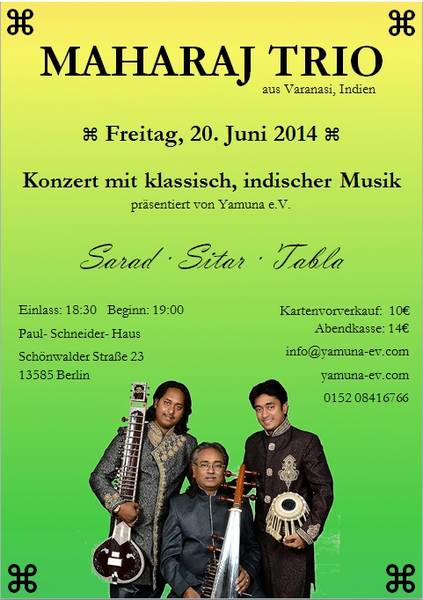 MAHARAJ TRIO- Konzert mit klassisch, indischer Musik