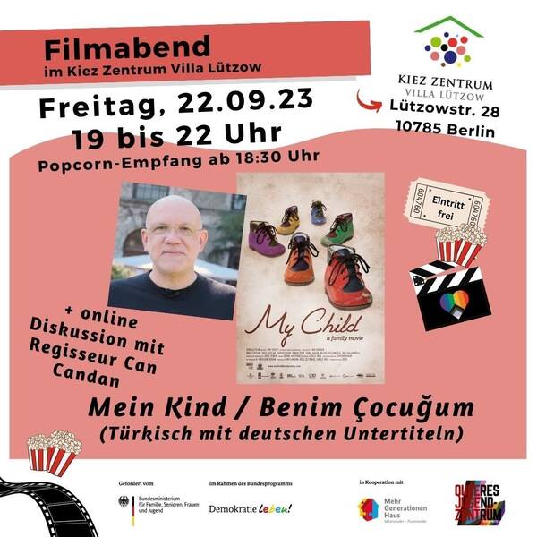  Filmabend  "Mein Kind" am 22.9.im Kiez Zentrum Villa Lützow / 18:30-22 Uhr: Eintritt Frei