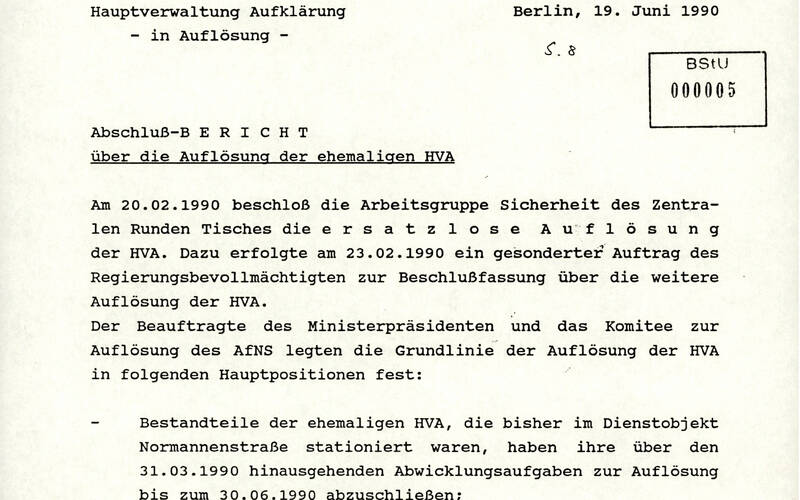 Führung - Die Auflösung der DDR-Spionage