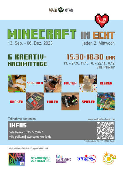 Minecraft in Echt! – Kreativ-Nachmittage (bis 6.12.23)