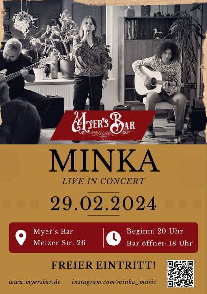 Wohnzimmer Konzert 4 free: MINKA live @ Myer's Bar