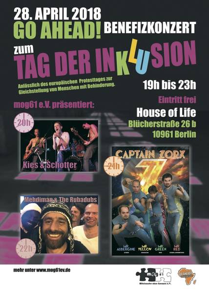 Go Ahaed! Benefizkonzert am 28. April zum mog61 e.V. Tag der Inklusion 