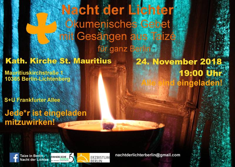 Nacht der Lichter Berlin 2018 - ökumenisches Gebet mit Gesängen aus Taizé