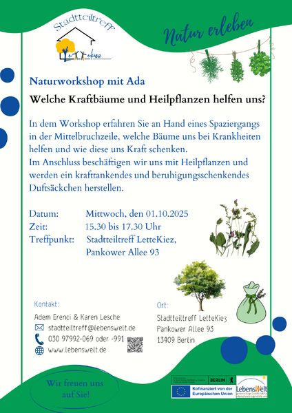 Natur-Workshop des Stadtteiltreff LetteKiez - Kraftbäume und Heilpflanzen
