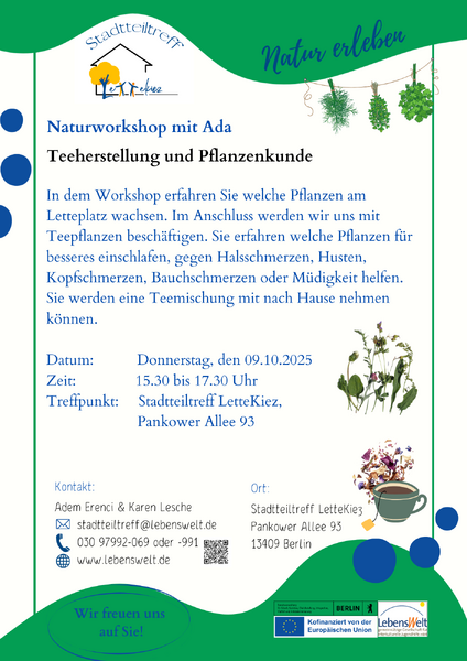 Natur-Workshop des Stadtteiltreff LetteKiez - Pflanzenkunde und Teeherstellung