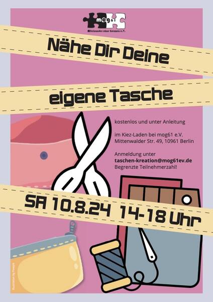 Taschen kreativ gestalten: Näh deine eigene Tasche bei mog61! Kostenlos.