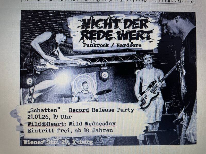 Wild Wednesday w. "Nicht Der Rede Wert" (Punk/Bln) Eintritt frei!
