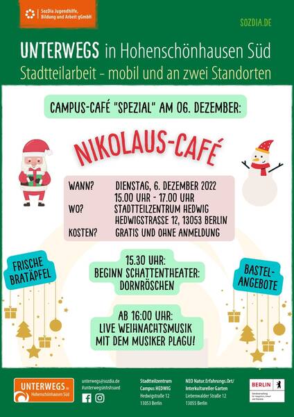 Nikolaus-Café im Stadtteilzentrum Hedwig - mit Schattentheater und Live-Musik