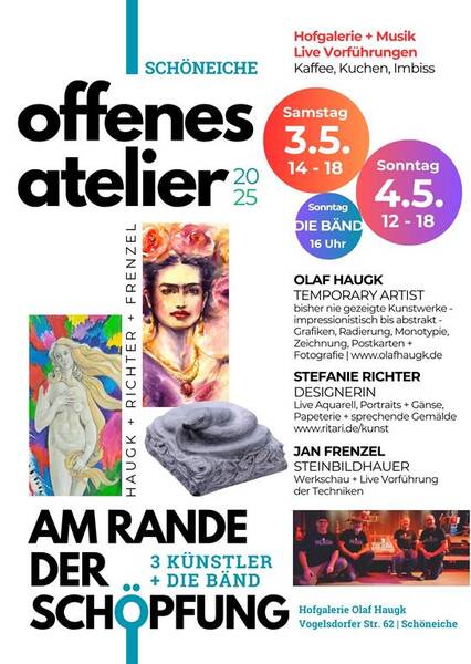 Offenes Atelier Olaf Haugk, Schöneiche 3.+4.5.25 mit Programm