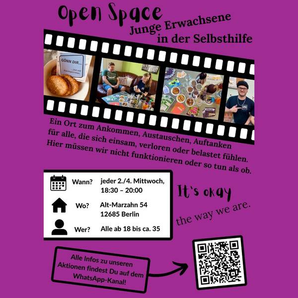 Open Space für junge Erwachsene in der Selbsthilfe (jeden 2. & 4. Mittwoch)