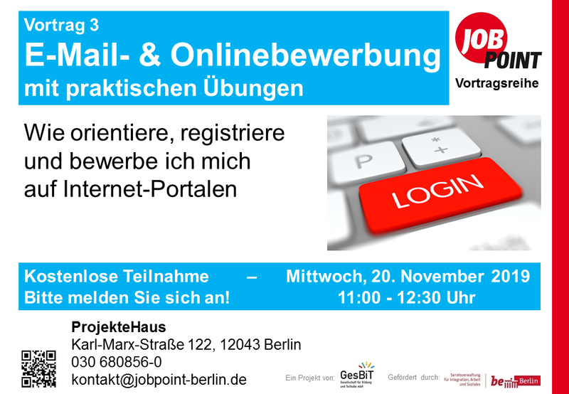 Vortrag: E-Mail- und Onlinebewerbung mit praktischen Übungen