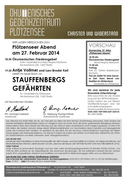 STAUFFENBERGS  GEFÄHRTEN von Antje Vollmer und Lars-Broder Keil